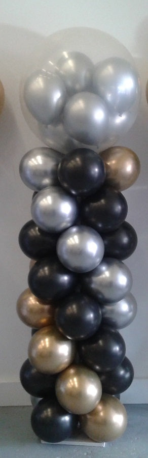 6 Foot Gumball Chrome Silver Gold Pearl Black Balloon Column