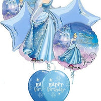Cinderella Happy Birthday Balloon Bouquet with Helium and Weight