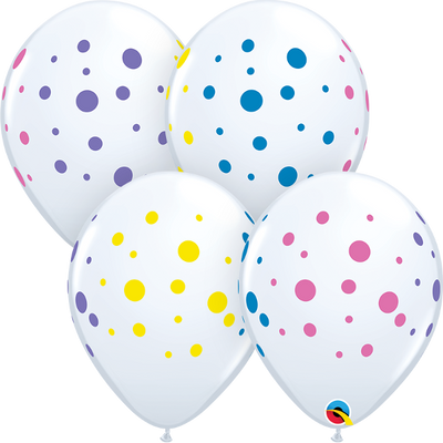 11 inch Polka Dots Colourful Balloons with Helium and Hi Float