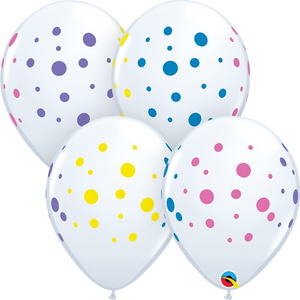 11 inch Polka Dots Colourful Balloons with Helium and Hi Float