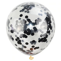 16 inch Black Confetti Balloon with Helium and Hi Float