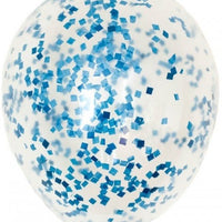 16 inch Blue Confetti Balloon with  Helium and Hi Float