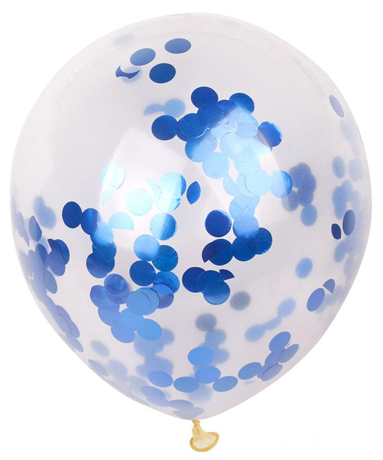 11 inch Dark Blue Confetti Balloons with Helium and Hi Float