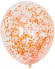 18 inch Orange Confetti  Balloon with Helium and  Hi Float