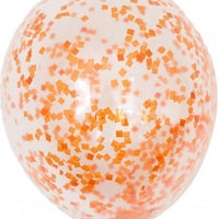 11 inch Orange Confetti Balloons with Helium and Hi Float