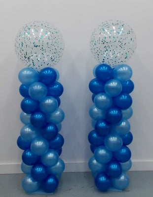 Blue Confetti Balloon Columns