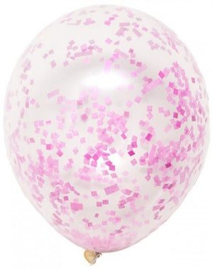 16 inch Pink Tissue Confetti Balloon with Helium and Hi Float