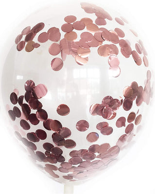 16 inch Rose Gold Confetti Balloon with Helium and Hi Float