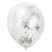 16 inch Silver Confetti Balloon with Helium and Hi Float