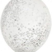 16 inch White Tissue Confetti Balloon with Helium and Hi Float
