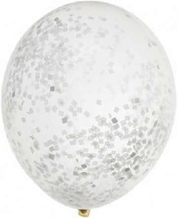 11 inch White Tissue Confetti Balloons with Helium and Hi Float