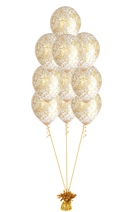 Confetti Balloon Bouquet of 10 with High Float Helium and Weight