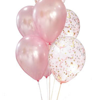 Confetti Solid Colour Balloon Bouquet of 7 with Helium and Weight