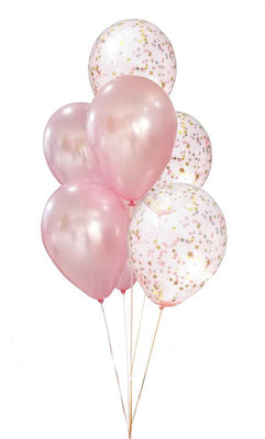 Confetti Solid Colour Balloon Bouquet of 7 with Helium and Weight