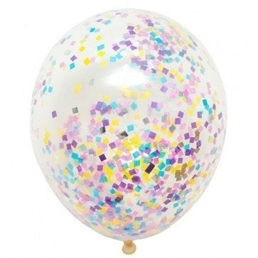 16 inch Pastel Mix Confetti Balloon with Helium and Hi Float