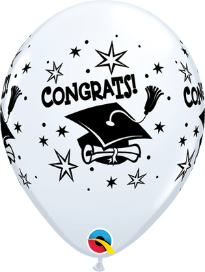 11 inch Graduation Congrats Cap Balloons with Helium and Hi Float