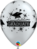 11 inch Graduation Congratulations Silver Graduate Caps Balloons