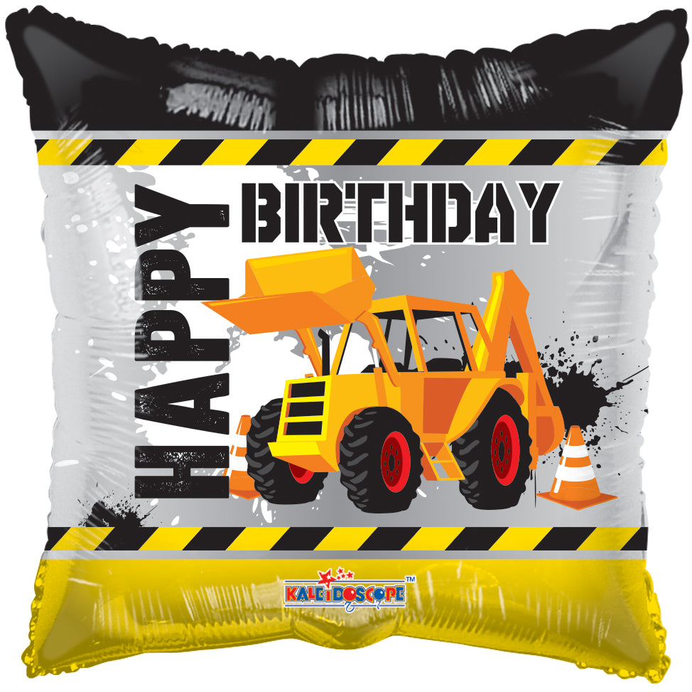 Under Construction Happy Birthday Balloon with Helium