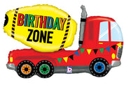 Construction Zone Cement Truck Birthday Balloon with Helium and Weight