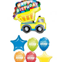 Construction Dump Truck Birthday Balloon Bouquet with Helium Weight
