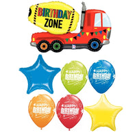 Construction Cement Truck Birthday Balloon Bouquet with Helium Weight