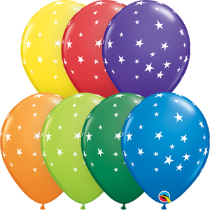 11 inch Stars White  Contempo Colour Balloons with Helium and Hi Float
