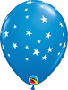 11 inch Stars White Contempo Blue Balloons with Helium and Hi Float