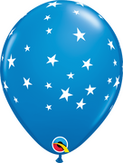 11 inch Stars White Contempo Blue Balloons with Helium and Hi Float
