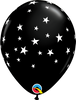 11 inch Stars White Contempo Black Balloons with Helium and Hi Float