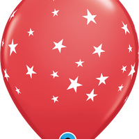 11 inch Stars White Contempo Red Balloons with Helium and Hi Float