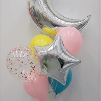 Crescent Moon Birthday Balloon Bouquet with Helium Weight