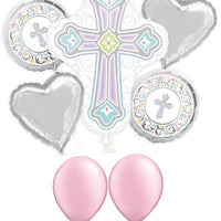 Cross Blessed Day Pink Balloon Bouquet