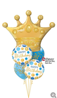 Crown Blue Dots Birthday Balloon Bouquet