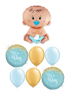 Cute Baby Boy Blue Balloons Bouquet