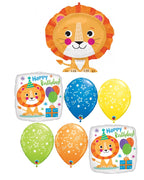 Jungle Cute Lion Birthday Balloon Bouquet with Helium and Weight