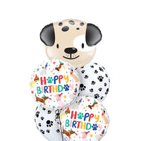 Cute Puppy Dog Birthday Party Balloon Bouquet with Helium and Weight
