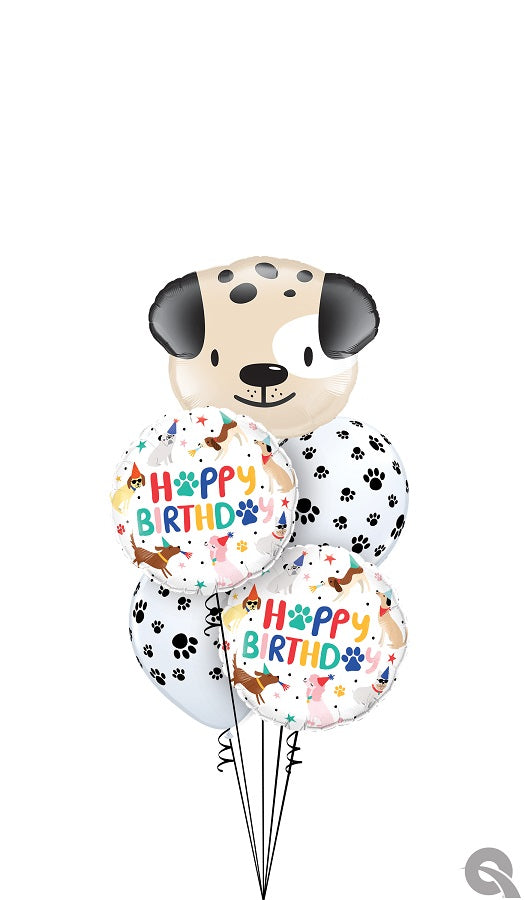 Cute Puppy Dog Birthday Party Balloon Bouquet with Helium and Weight