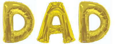 Jumbo Gold Letters Dad Foil Balloons with Helium and Weight