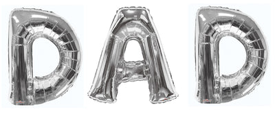 Jumbo Silver Letters Dad Foil Balloons with Helium and Weight