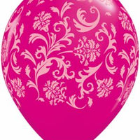 11 inch Damask Wild Berry Balloons with Heilum and Hi Float