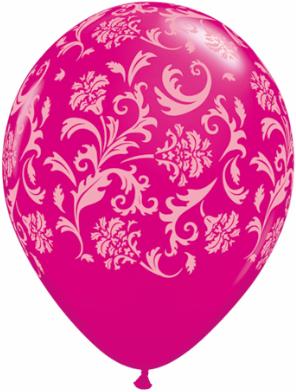 11 inch Damask Wild Berry Balloons with Heilum and Hi Float