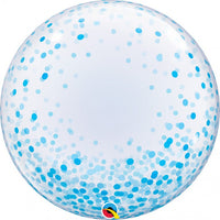 24 inch Deco Blue Confetti Dots Bubble Balloons