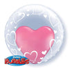 24 inch Deco Stylish Hearts Bubble with Heart Balloon