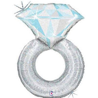 Diamond Wedding Ring Platinum Glitter Balloon with Helium and Weight