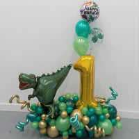 Dinosaur T Rex Gold Number Pick An Age Balloon Marquee Bouquet