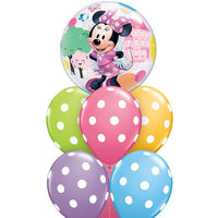 Minnie Mouse Fun Birthday Dots Balloon Bouquet with Helium and Weight