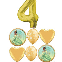 Disney Princess Tiana Pick An Age Gold Number Birthday Balloon Bouquet