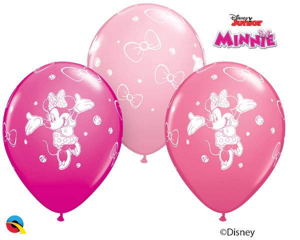 11 inch Minnie Mouse Pinks Balloons with Helium and Hi Float