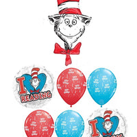 Dr Seuss Cat in the Hat I Love Reading Birthday Balloon Bouquet