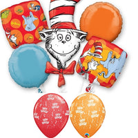 Cat in the Hat Happy Birthday Balloon Bouquet with Helium Weight